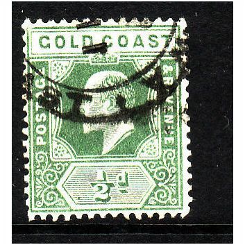 GOLD COAST 1907 SG 59 1/2d DULL GREEN FINE USED#2