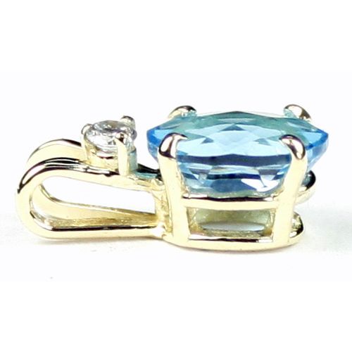 Swiss Blue Topaz, 14KY Gold Pendant, P021