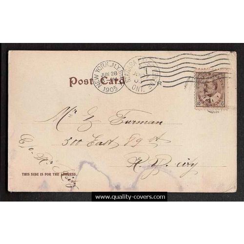 Canada #93 Post Card to USA Overpaid and unusual usage 1905 EDWARD