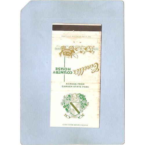 New Jersey Cherry Hill Matchcover Cinelli's Country House Across From Gard~3182