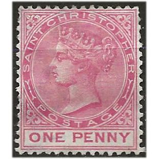 St Christopher 1884 SG13 1d Carmine-Rose Wmk Crown CA Mounted Mint . ..