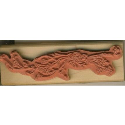WATKINS 1 1/4" X 4 1/8" Mounted Wooden Rubber Stamp, FLORAL SPRAY