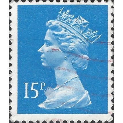 GB, Queen Elizabeth Machin, light blue 1989, 15p, #4