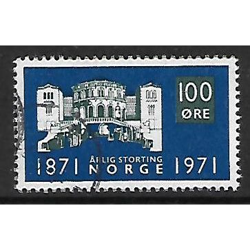 NORWAY 1971 PARLIAMENT HOUSE OSLO 100 ORE GREEN & BLUE SG664 FINE USED