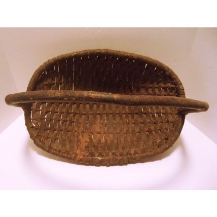 Vintage Hand Woven Oval Brown Basket