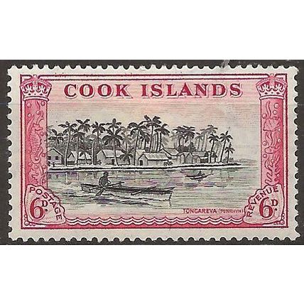 Cook Islands 1949 SG155 6d Black & Carmine Mounted Mint .