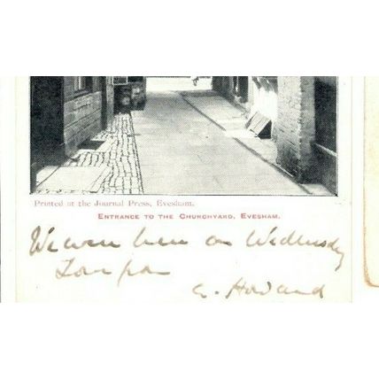 Postcard Entrance to the Churchyard Evesham + STROUD 757 Duplex Postmark 1902