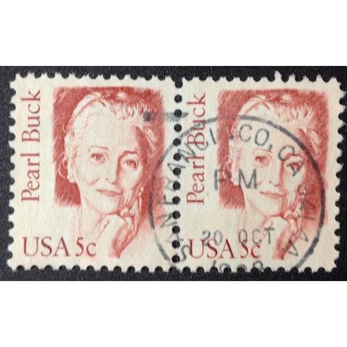 US Stamp #1848 used: 1983 5c Pearl Buck - pair [1]