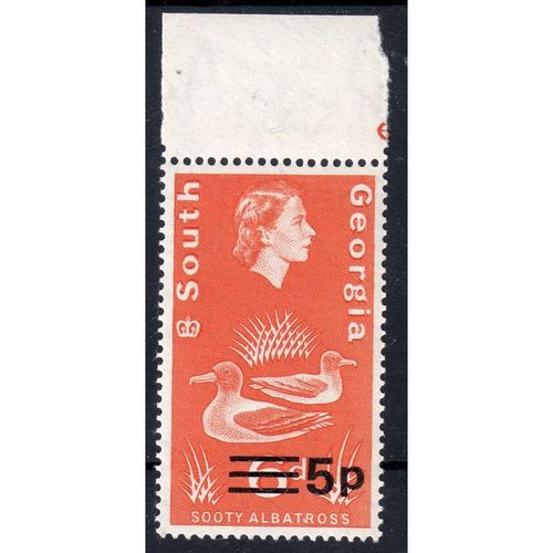 South Georgia 1971 Sg25 5d on 6d Orange wmk 12 UN MOUNTED MINT (G103)