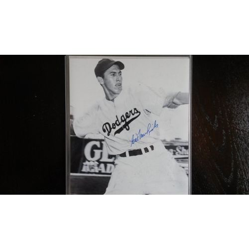 (4) Autographed Brooklyn Dodgers 8x10" Photos (1) Eagle Press Score Card