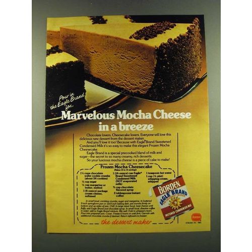 1983 Borden Eagle Brand Sweetened Condensed Milk Ad - Frozen Mocha Cheesecake