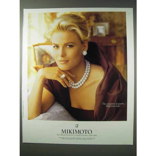 1991 Mikimoto Pearl Jewelry Ad - Necklace, Ring