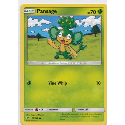 Pokemon Sun & Moon Burning Shadows 12/147 Pansage