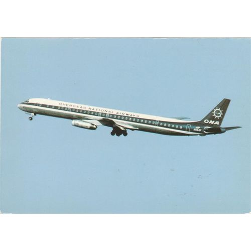 ONA Overseas National Airways Douglas DC8 Civil Aircraft Postcard (A20360)
