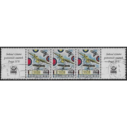 Zf. + Mi 2397 x 3 + Zf.: 1 Kč mult. PRAGA 78 International Stamp Exhibition.