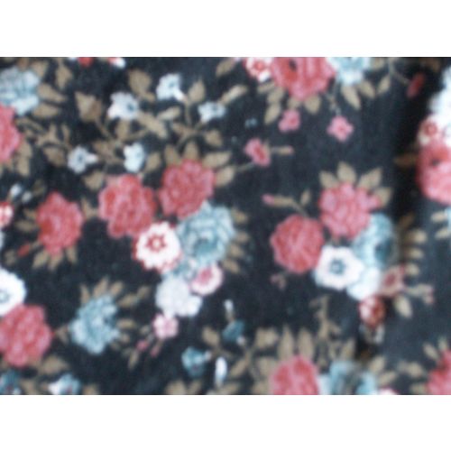 BLACK RUST & TURQUOISE FLORAL PATTERN VISCOSE FABRIC 180cms x 28cms **UNUSED””