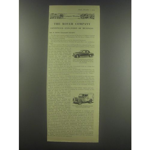 1954 Rover Advertisement - Cars and Land Rover 86' Wheelbase Standard Model