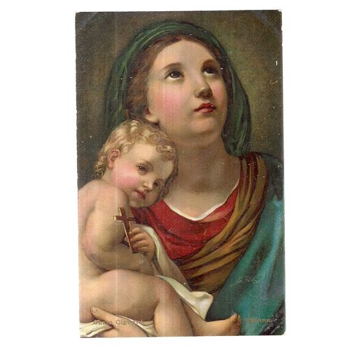 VIRGIN MARY AND CHILD, painting unused vintage postcard by Ernest Nister (b) =