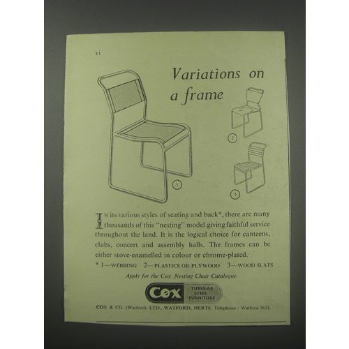 1954 Cox Nesting Chair Ad - Variations on a frame