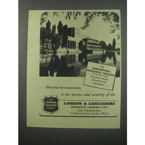 1954 London & Lancashire Insurance Ad - The Shakespeare Memorial Theatre