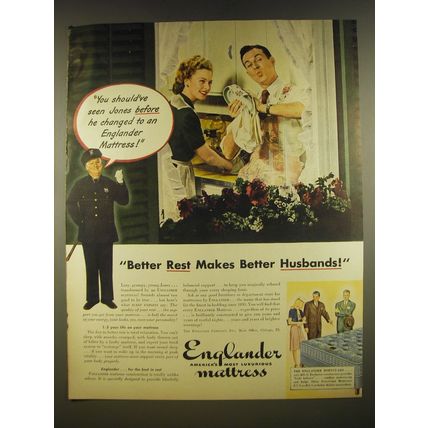 1945 Englander Bodyguard Mattress Advertisement - Better Rest Better Husbands
