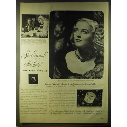 1946 Pond's Cold Cream Ad - She's engaged! She's Lovely!