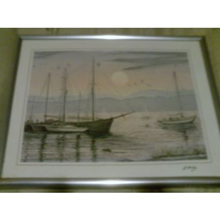 Sailing ships signed print G. Hardy