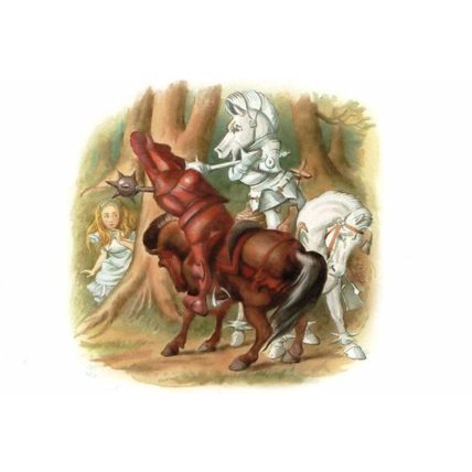 Knights Battle Alice Through The Looking Glass 1911 Book Postcard