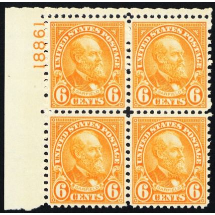 638, Mint VF NH 6¢ Plate Block *-* Stuart Katz