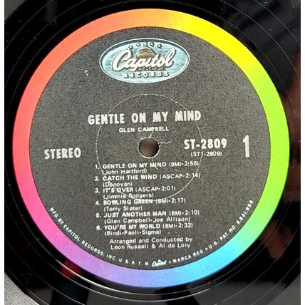 Glenn Campbell - Gentle on my Mind 1967 LP Vinyl Record Album Capitol ST2809