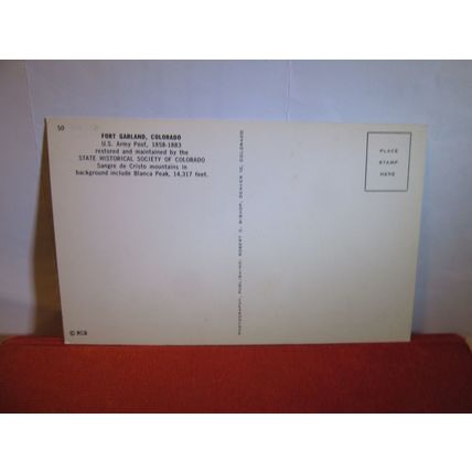FORT GARLAND, Colorado USA unused postcard #
