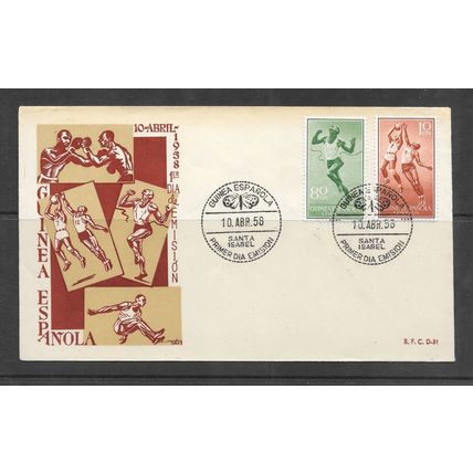 SPAIN SAHARA 1958 SPORTS SPRINTING FDC COVER UNADDRESSED ILLUSTRATED MOROCCO