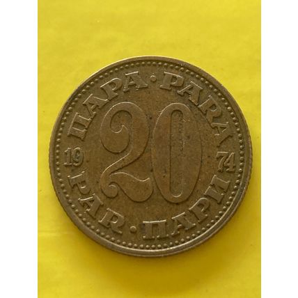 Umlaufmünze Jugoslawien 20 Para 1974