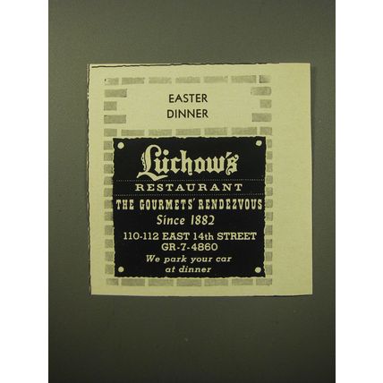 1960 Luchow's Restaurant Ad - Easter Dinner