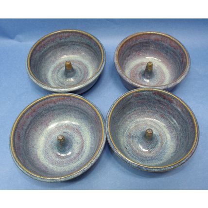 4 Blue Hand Spun Bowl Individual Apple Baking Dish Parrot Ranch Pottery Onion