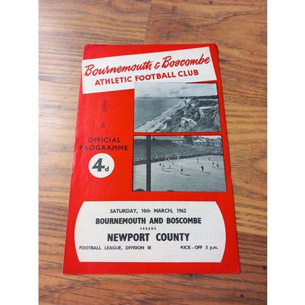1961/62 Bournemouth & Boscombe vs Newport - Division 3, 10/3/1962 ** FREE P&P **