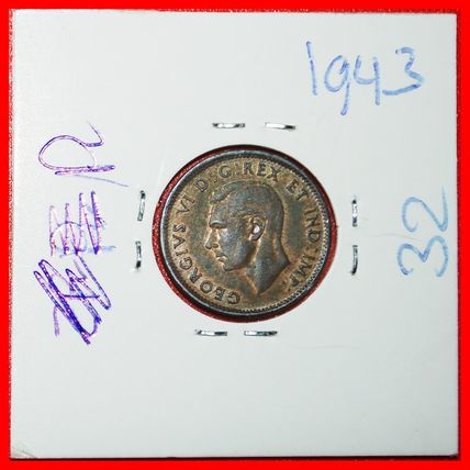 Ⰶ WAR (1939-1945): CANADA ★ 1 CENT 1943 UNCOMMON! GEORGE VI★LOW START★NO RESERVE