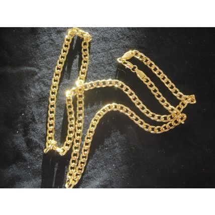 Quality 22" yellow gold plated 33g curb chain necklace