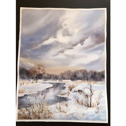 Landscape Watercolor Original Painting Winter