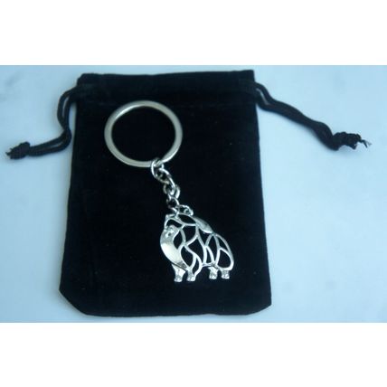 POMERANIAN METAL KEY RING WITH KEY CHAIN & VELVET GIFT BAG