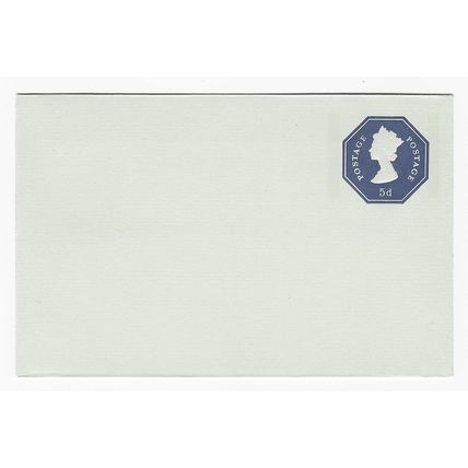 GREAT BRITAIN 5d EMBOSSED POSTAGE PRE-PAID UNUSED SMALL BLUE ENVELOPE MINT