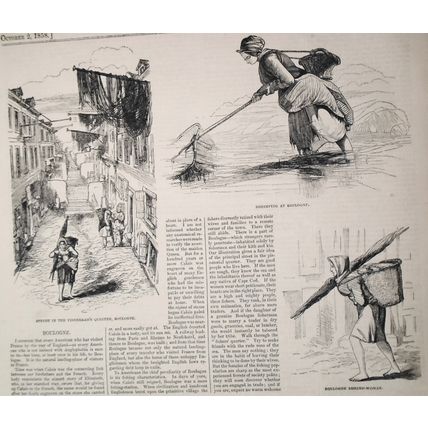 Boulogne .. Story & 4 Prints - Harper's Weekly - October 2, 1858 Original