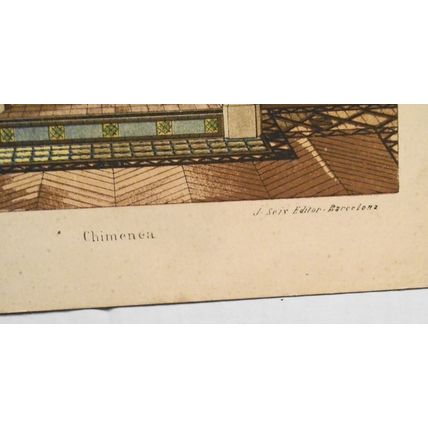 Chimenea : Estilo Gotico del Ultimo Periodo - litho ca 1890, J. Seix, Barcelona