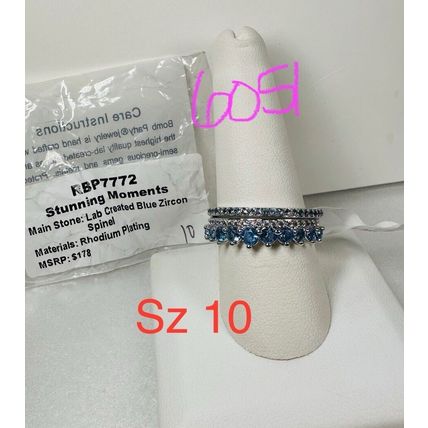 NIB Bomb Party Sz10 Revealed Ring RBP7772 Stunning Moments LC Blue Zircon Spinel