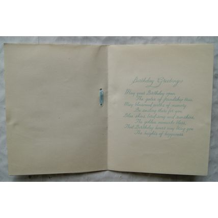 Vintage unused Birthday card Pearl - gentleman & lady in crinoline dress