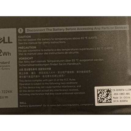 Used Genuine Original Dell XPS 13 9300 9310 52Wh BATTERY 2XXFW 722KK