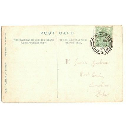 Interior Burns Cottage Hand Tinted Postcard Postmark Ayr Double Ring 1905