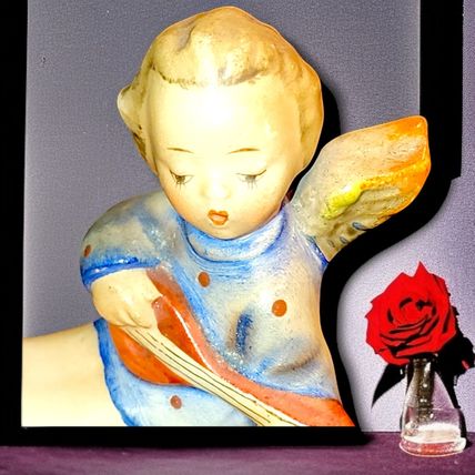 Rare Vintage Hummel Goebel Angel Playing Guitar Figurine TMK2 - Mint Excellent