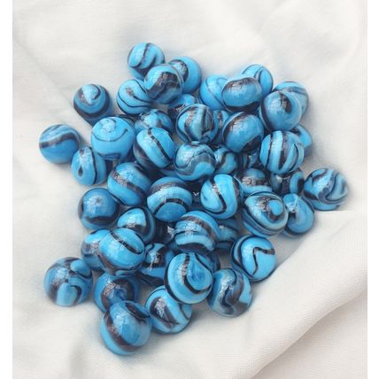 BRONTOSAURUS - 25 Beautiful Glass Marbles, Blue and Black Swirl, Brand New, 16mm