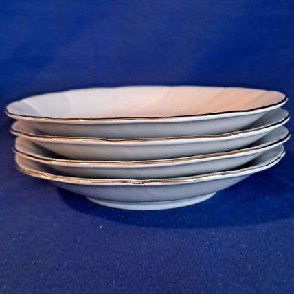 Lot 4 Jamestown China ALLEGRO SAUCERS Bread Plate Gold Trim Swirl Poland 5 3/4"